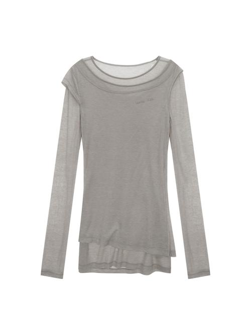 SLIT POINT SLEEVELESS LAYERED TOP IN BEIGE