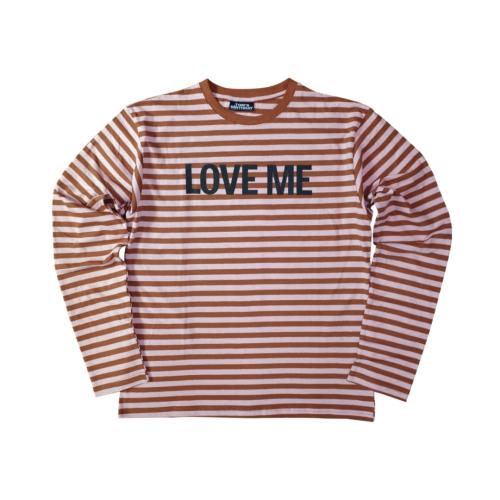 LOVE ME Stripe Long T-shirts PEACH BROWN