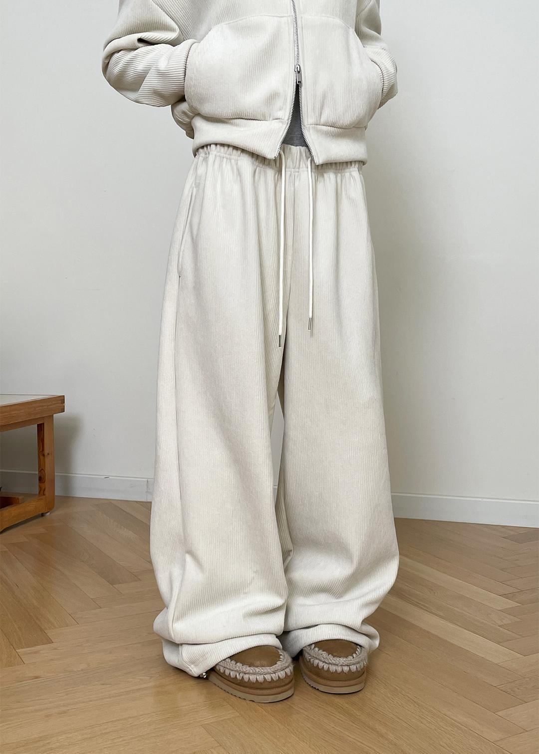 블랙업 [1천장판매] [MADE] 드코르 코듀밍크 투웨이 밴딩팬츠 (세트구매가능)