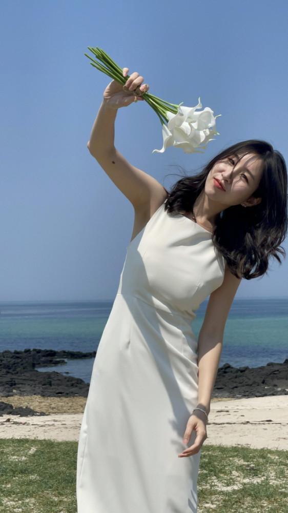 나시 셀프웨딩 롱 미디 슬리브리스 들러리 스냅 디얼마이웨딩 원피스 (2 colors)