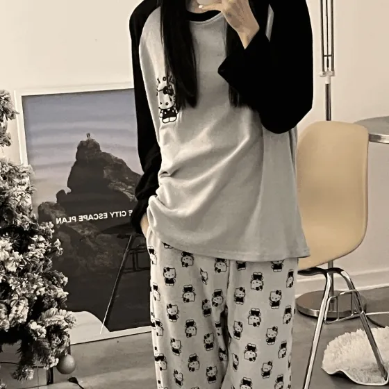 [재입고중🐱귀여움주의]키티 순면잠옷 잠옷세트 편한잠옷 잠옷 귀여운잠옷 키티잠옷 홈웨어 사계절잠옷 봄잠옷 가늘잠옷 헬로키티