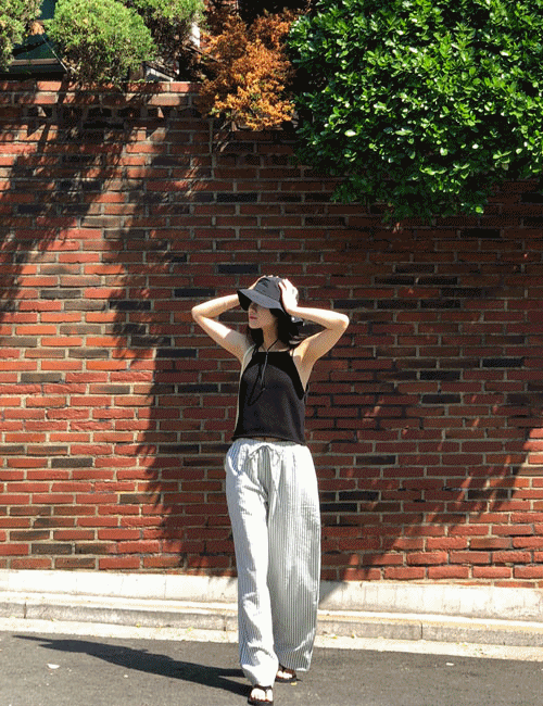 제이탐탐 [화이트 바로배송]시어서커 스트라이프 밴딩팬츠
