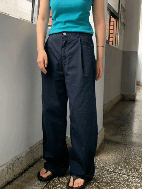 new! 얇은 코튼 와이드 팬츠