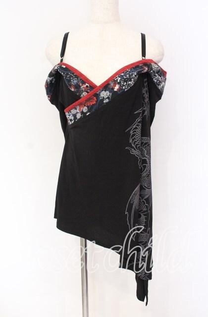 Qutie Frash / オフショルカットソー  レッド×ブラック O-25-10-29-009-QU-TO-IG-OS