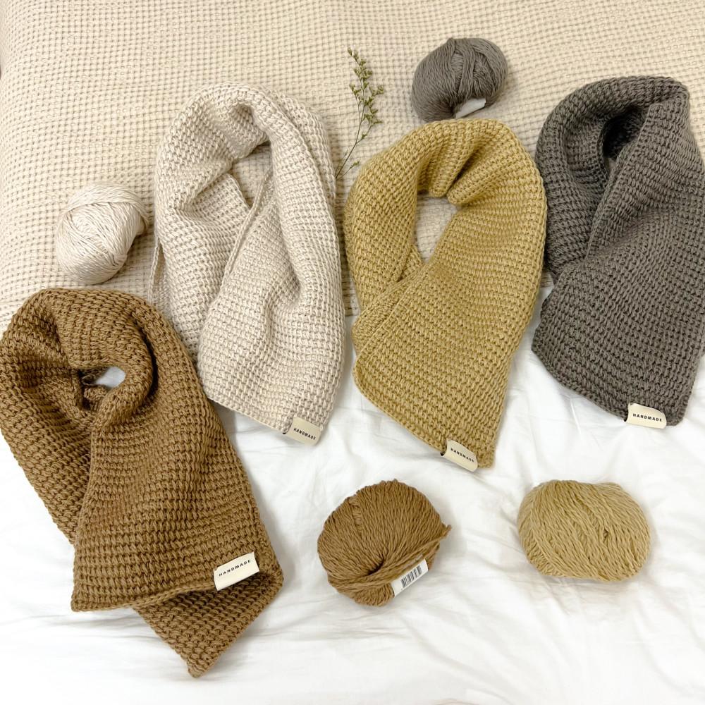 (무배)DIY 목도리뜨기 알파카리브레 아프간뜨개 코바늘 손뜨개 뜨개질 만들기 키트 패키지