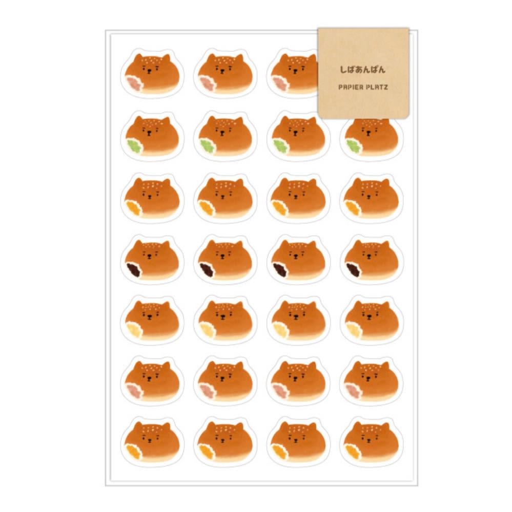 일본문구 파피아프랏츠 곰돌이 단팥빵 스티커