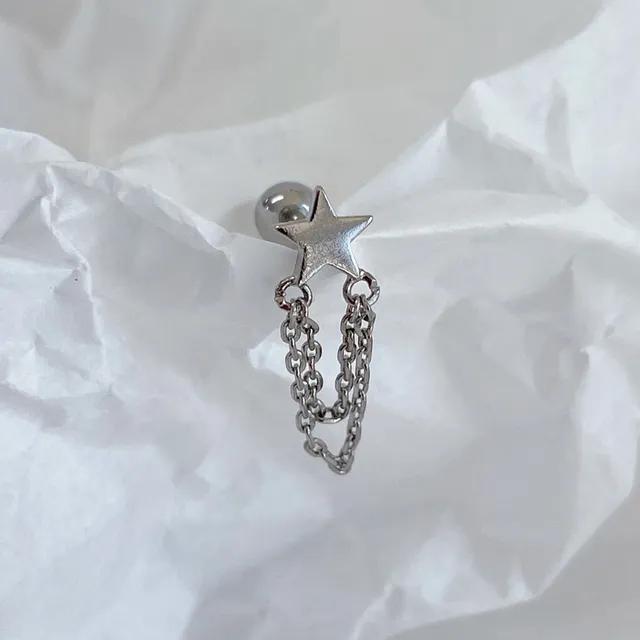 납작 별 스타 체인 드롭 피어싱