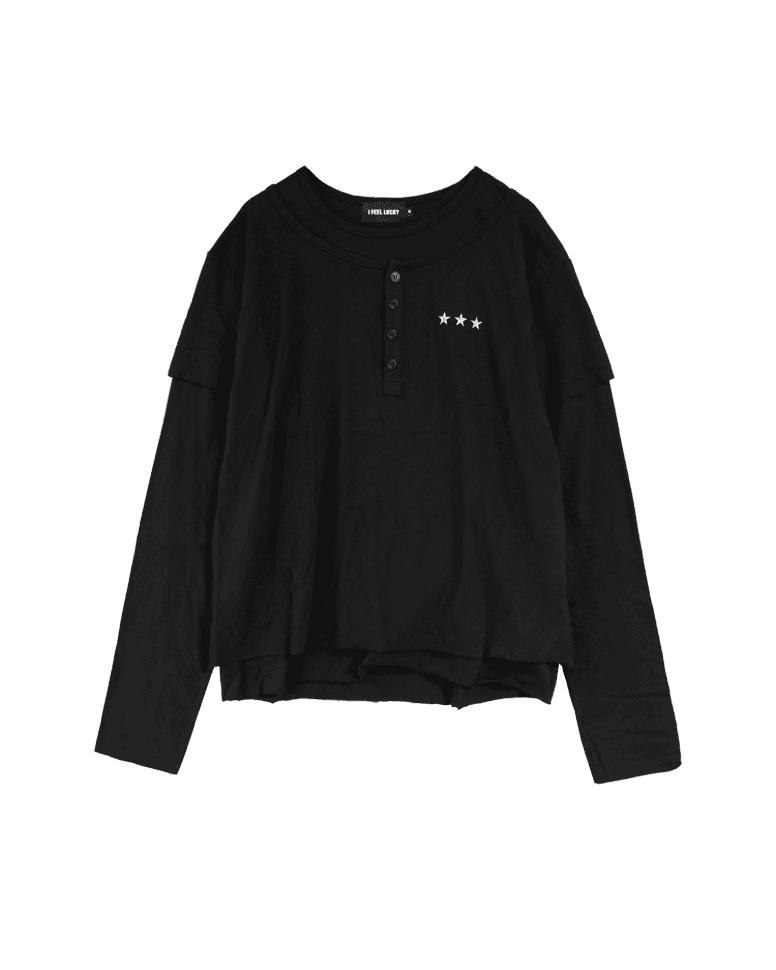 Layered cross long sleeve black