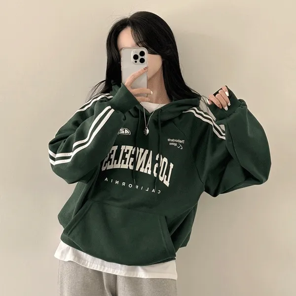 [캐주얼/오버핏] 내가 찾던 박시함, 레터링 두줄 배색 기모 후드티 (5color)