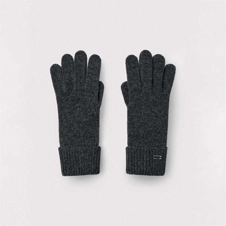 Wool cashmere ribbed gloves_Shadow