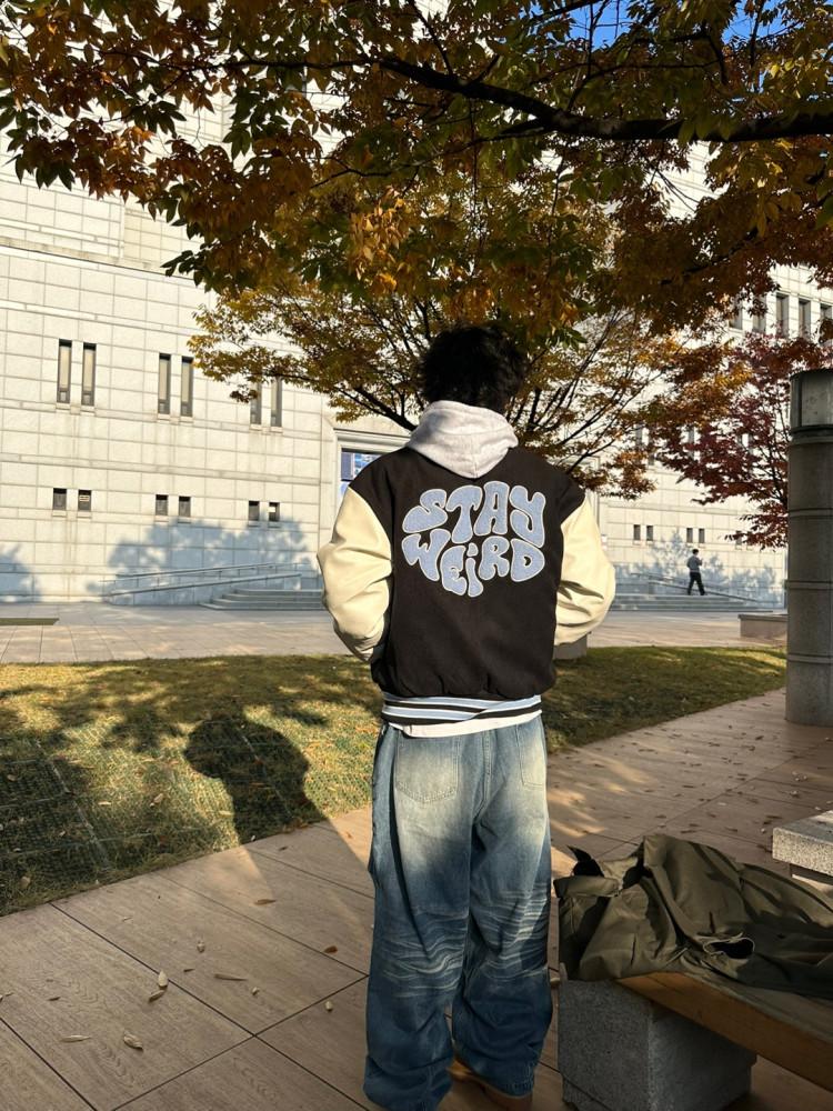 패치 누빔 바시티자켓 2color