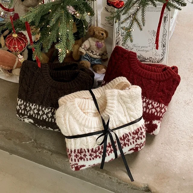 메리 크리스마스 노르딕 니트 (3color)