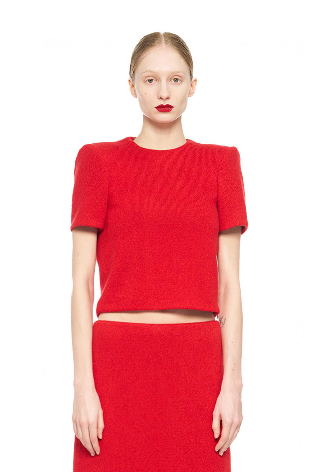 FW25 RED CURVY SHOULDER KNITTED TOP