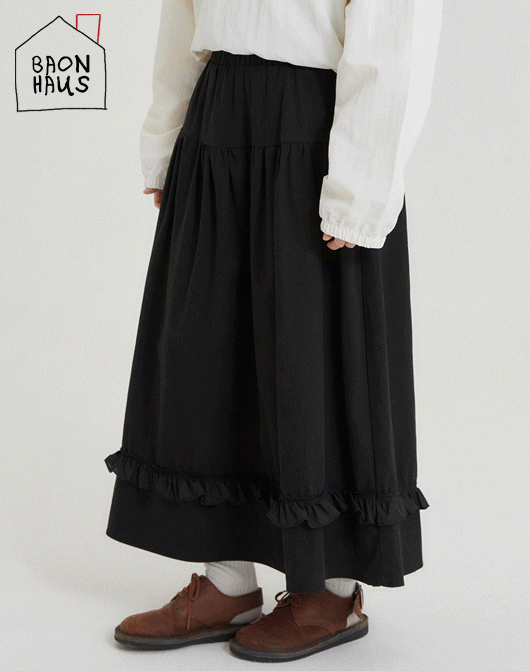 [4일간 new 5% sale] [BAONHAUS] 쇼콘 프릴 롱 스커트 (2color)
