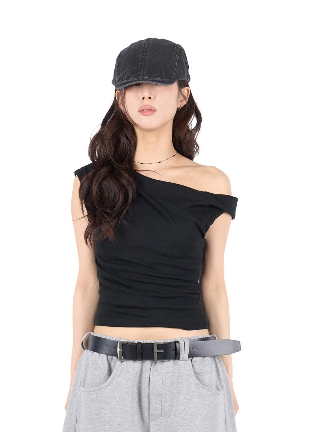 OBLIQUE SHIRRING SLEEVELESS