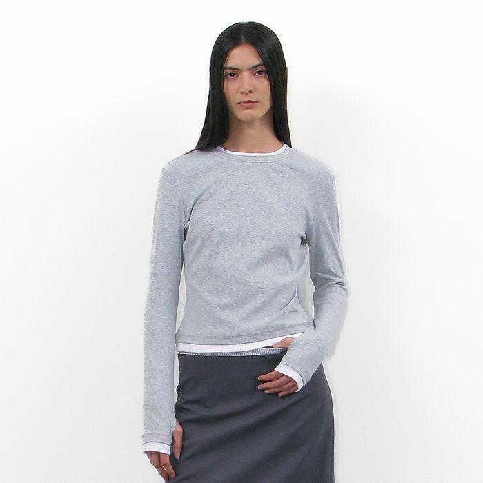PW DOUBLE LAYERED LONG SLEEVE TEE_MELANGE