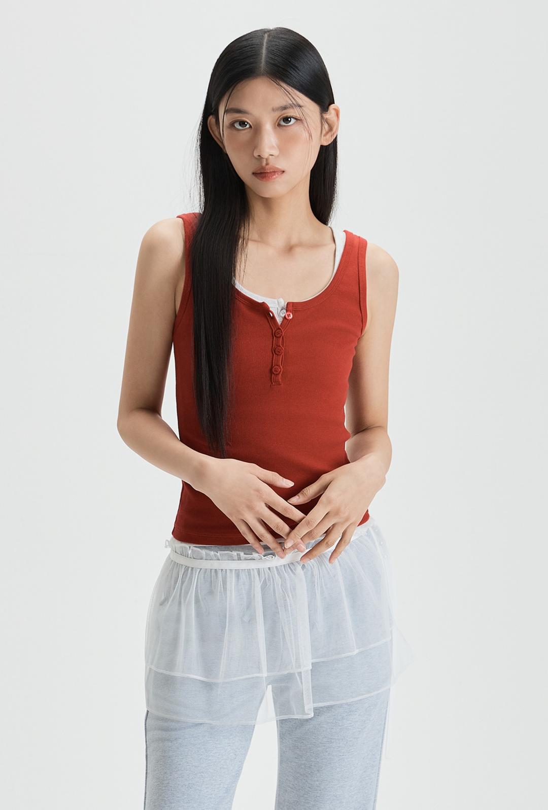 버튼 골지 슬리브리스_MIWHNF418A