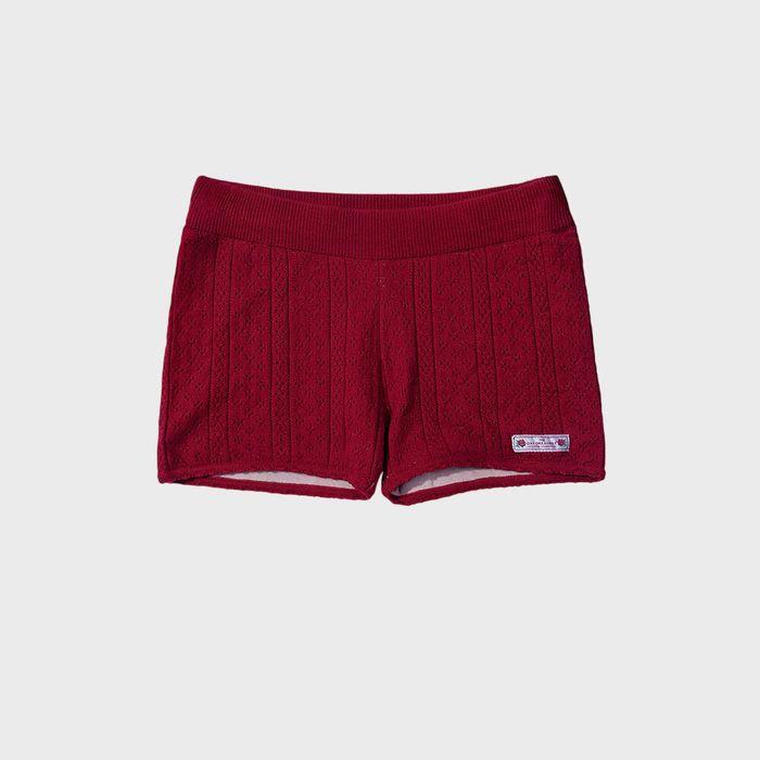 Eyelet Knit Shorts Red