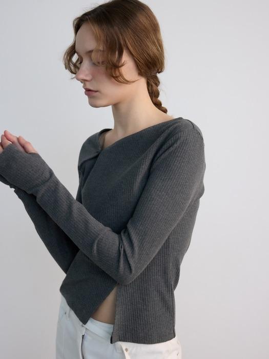 Unbalanced Cut-out Top Grey (JWTS4E912CG)