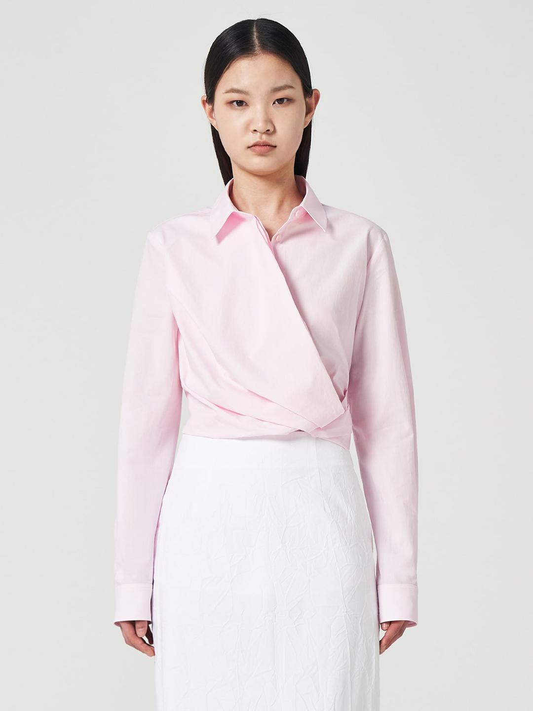 [시즌오프] 트위스티드 랩 셔츠 - 라이트 핑크