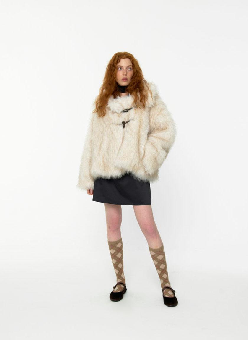 Fluffy Double Fur Jacket (Ivory)