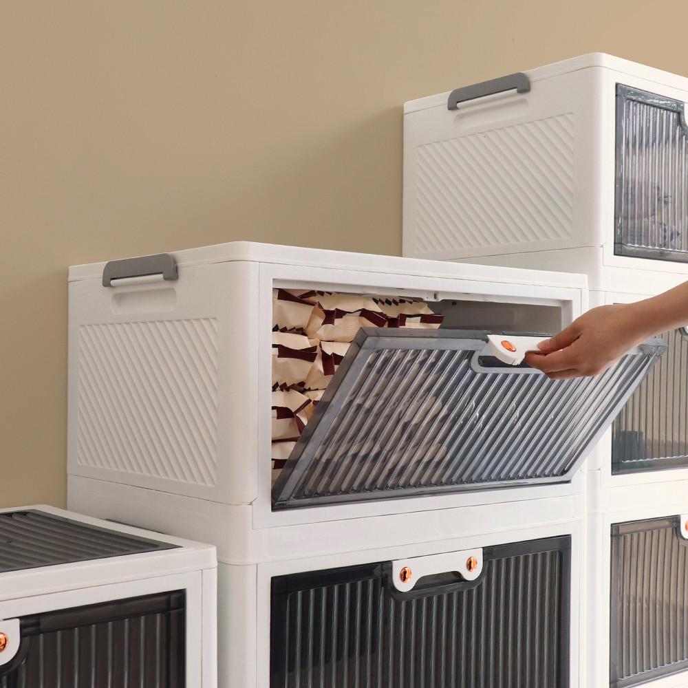 빌라드 하우스 투명 오픈형 대형 폴딩 리빙박스 다용도 수납정리함 캠핑박스 대형(70L) 중형(44L) 1단 외