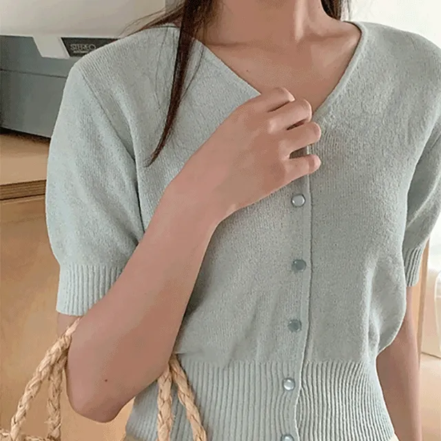 [여름신상🌞여리핏] rouen - 린넨브이넥반팔가디건cd