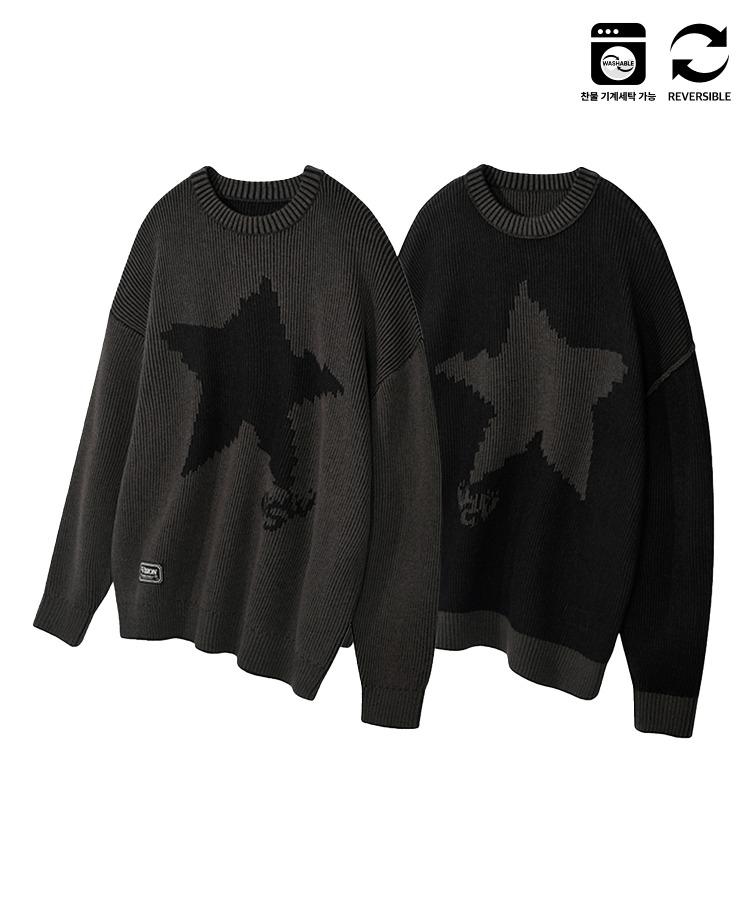 VSW Reversible Two Tone Star Knit Charcoal