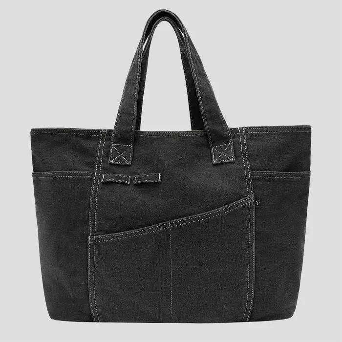 Pigment Washed Oxford Tote Bag Charcoal