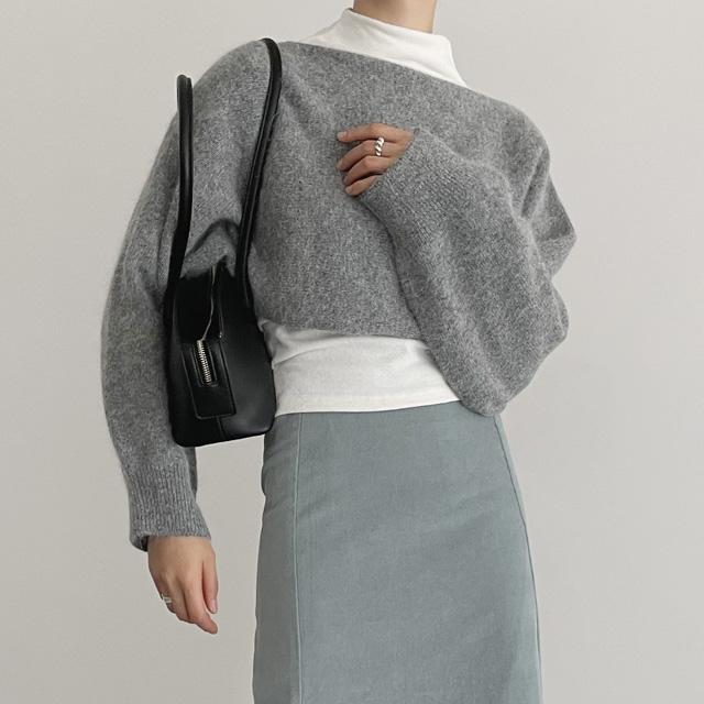 스판좋은 가을 겨울 여자 슬림 이너 입술 보트넥 앙고라 반폴라 티셔츠 [4color]