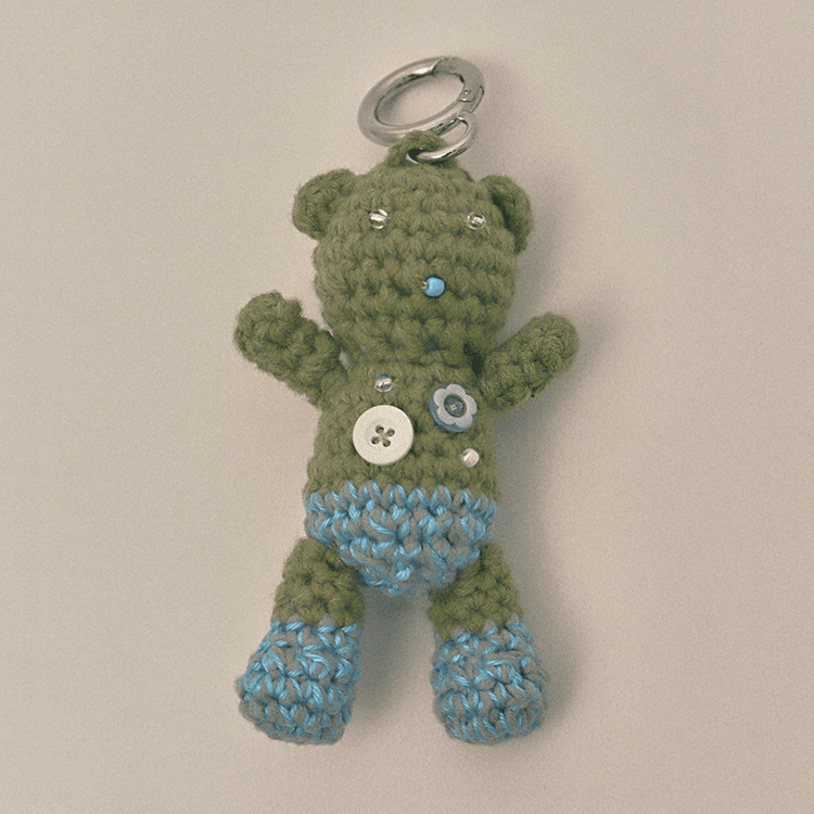 Button Home Bear Keyring - olive