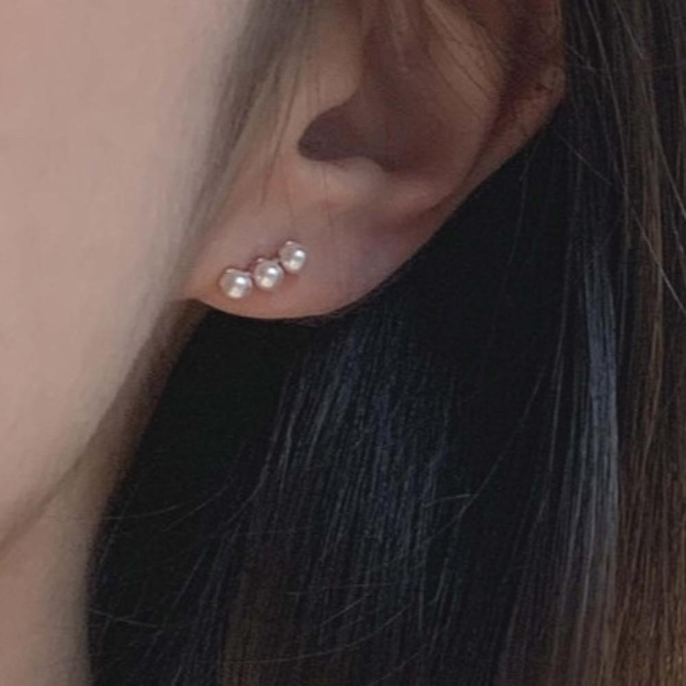 [핫딜] 실버925 로즈골드 진주 귀걸이 미니 트리플