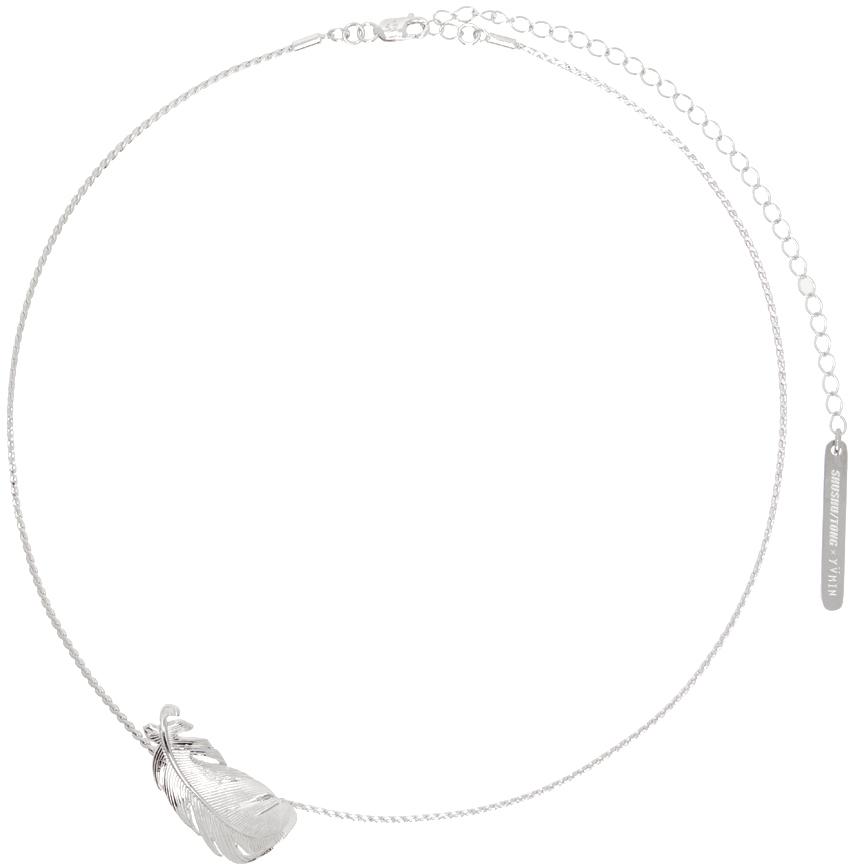 Silver YVMIN Edition Curly Feather Thin Necklace