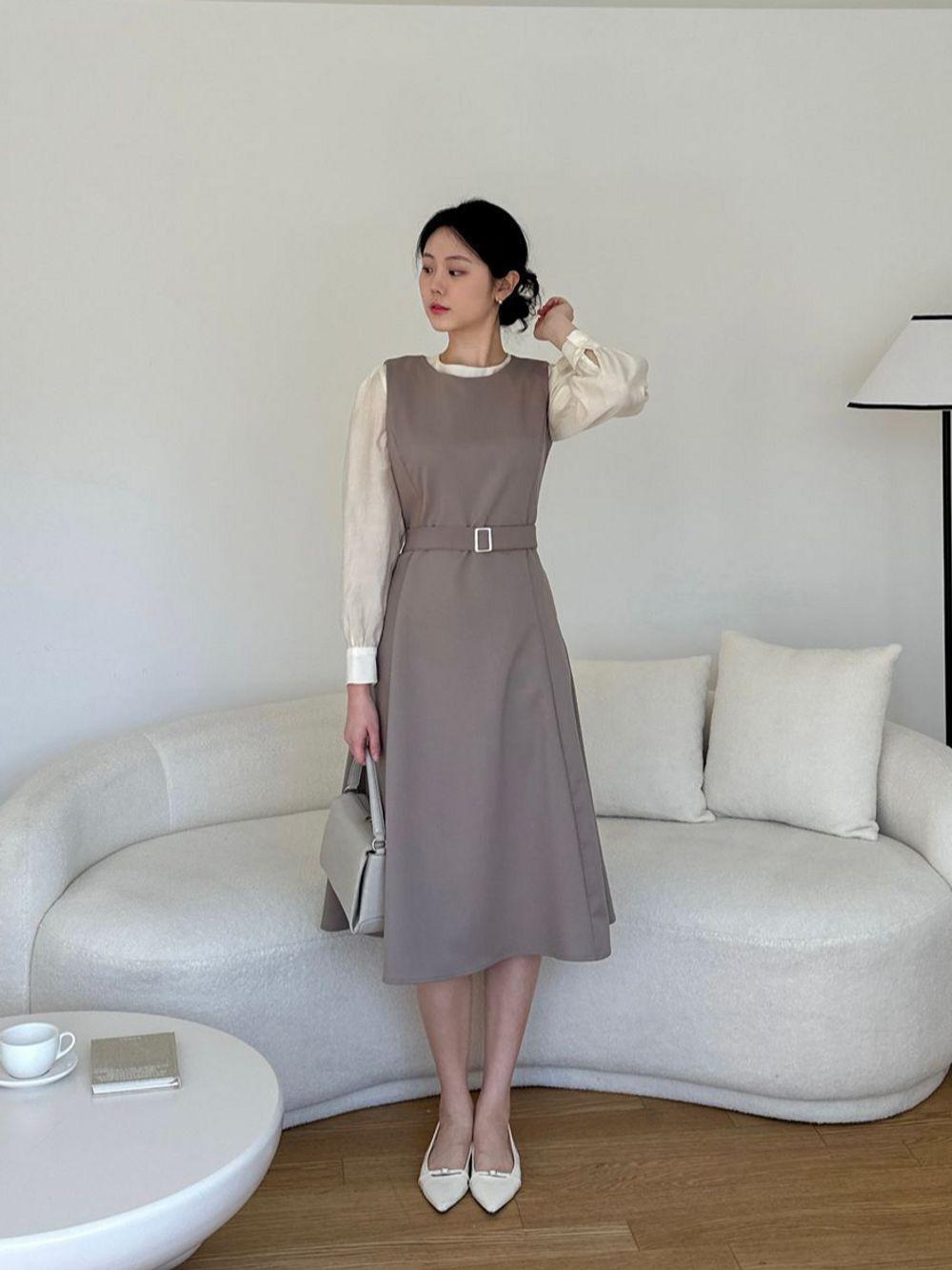 [하객룩] 모레나 레이어드 나시 뷔스티에 롱 원피스 2colors