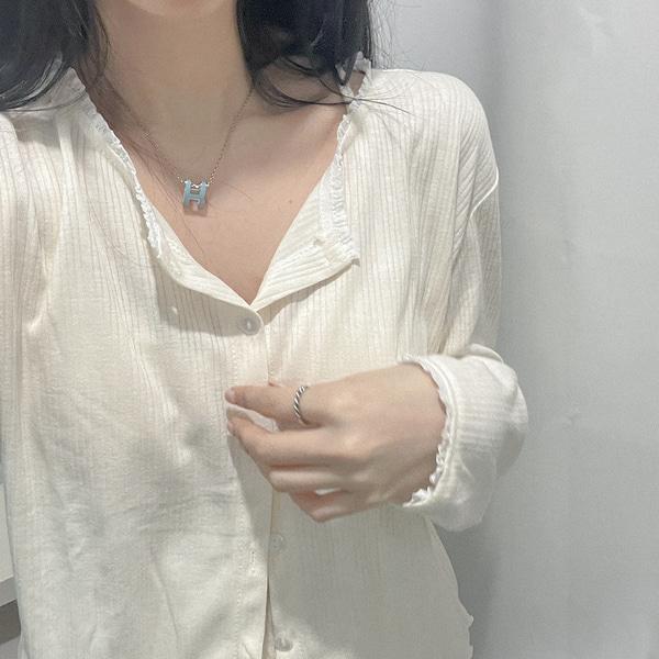 [당일/3피스/패드내장] 청순 순면 아이보리 프릴 가디건 나시 팬츠 파자마 잠옷 세트 #117