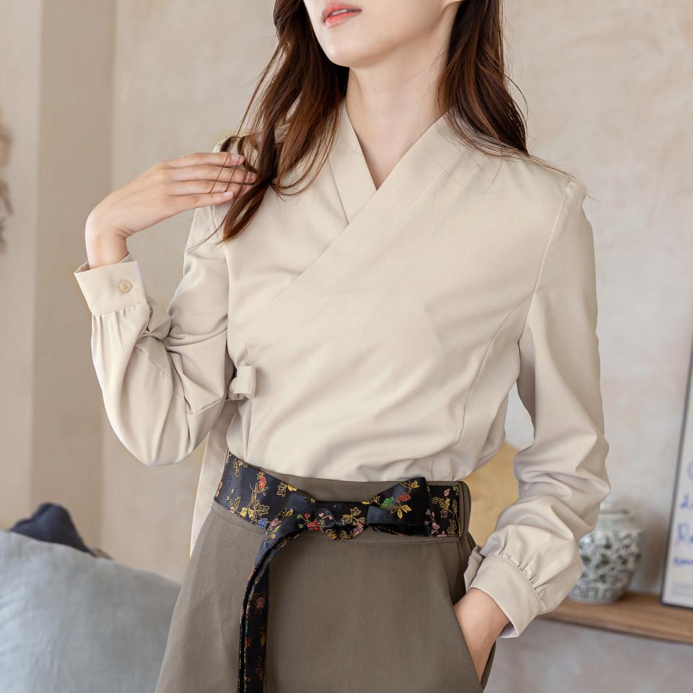 아빈 베이지 스판 블라우스 저고리 생활한복 다래원한복