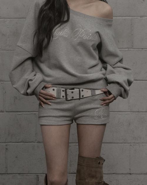 Lettering Sweat Shorts (gray)