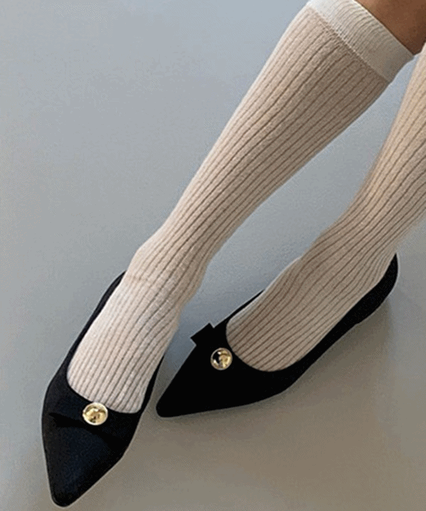 어필링 [바배] 포이 삼각코 러블리 리본 포인트 플랫 (블랙,블루)