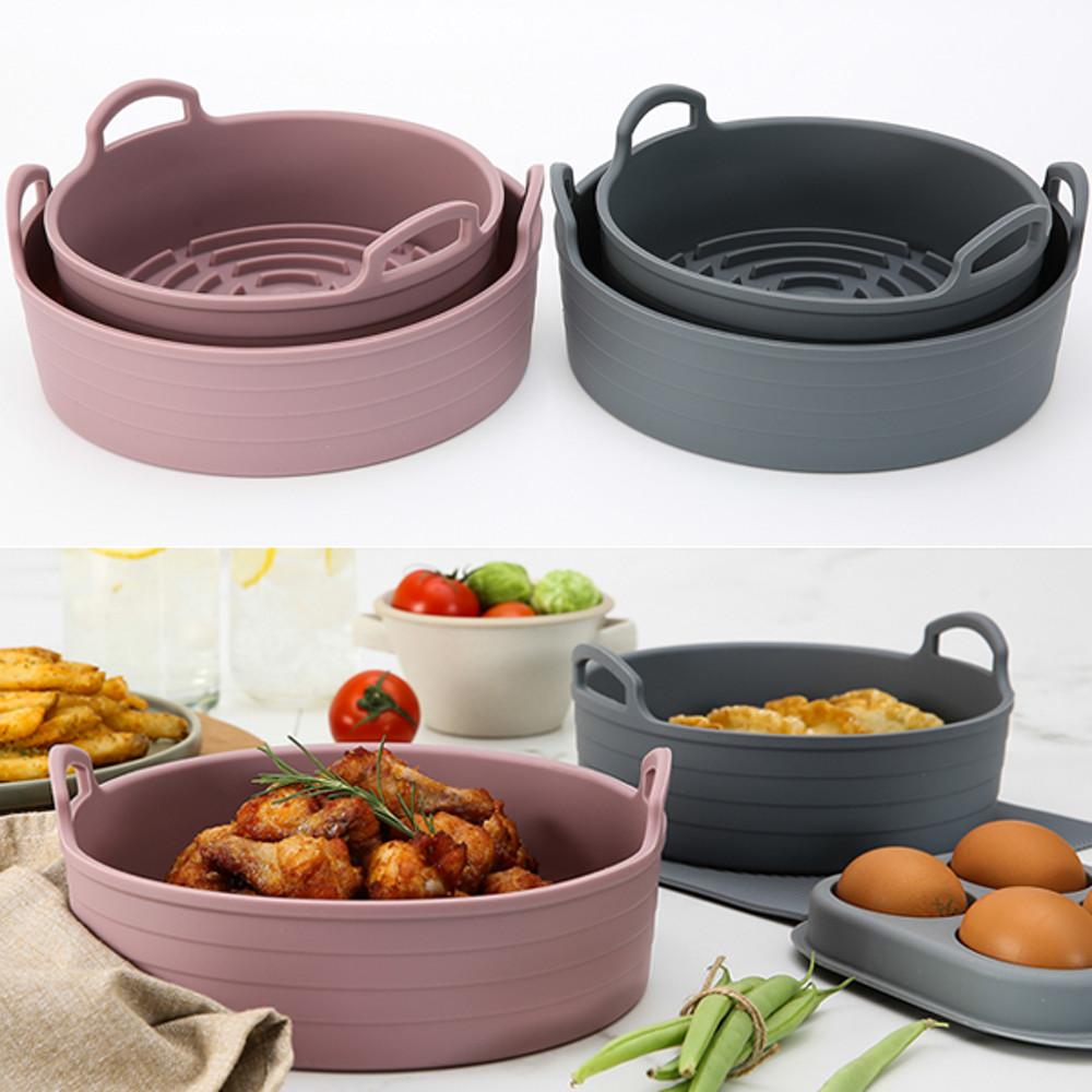 리빙스토리 국내생산 전자레인지용기 실리콘 에어프라이어용기 신형(중)