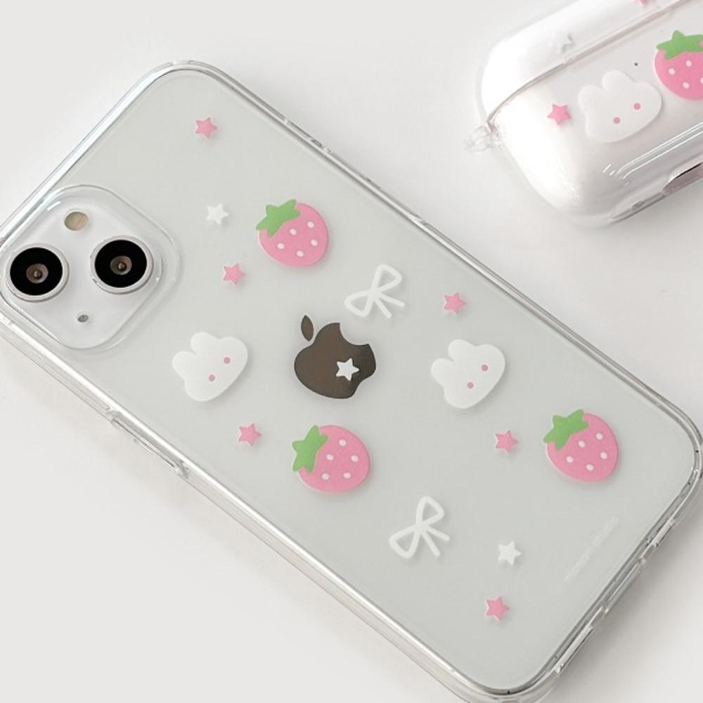Y2K 딸기 투명 핸드폰 케이스 폰케이스
