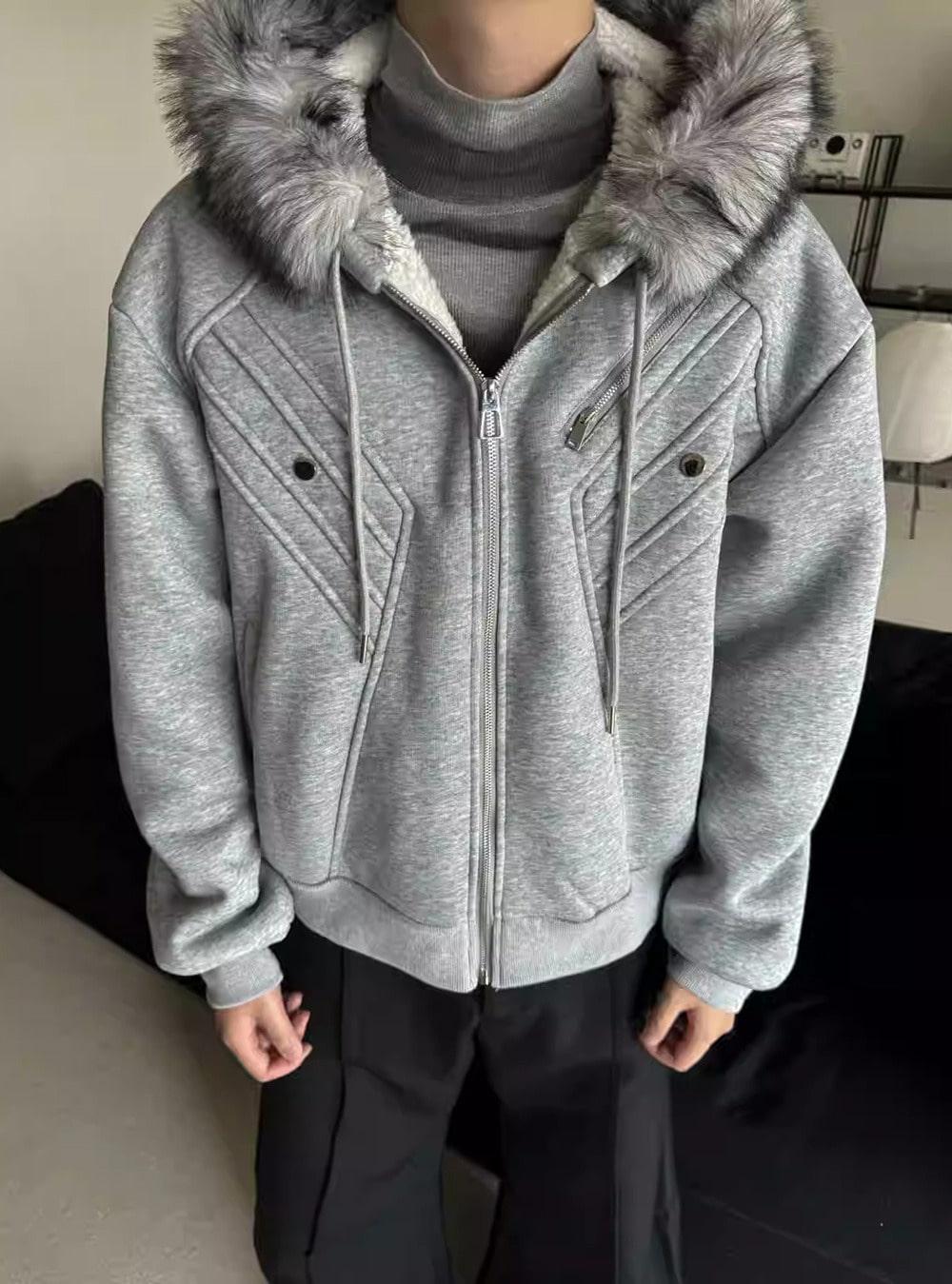 [AMBULANCE] Faux Fur Hoodie Short Sweatshirt