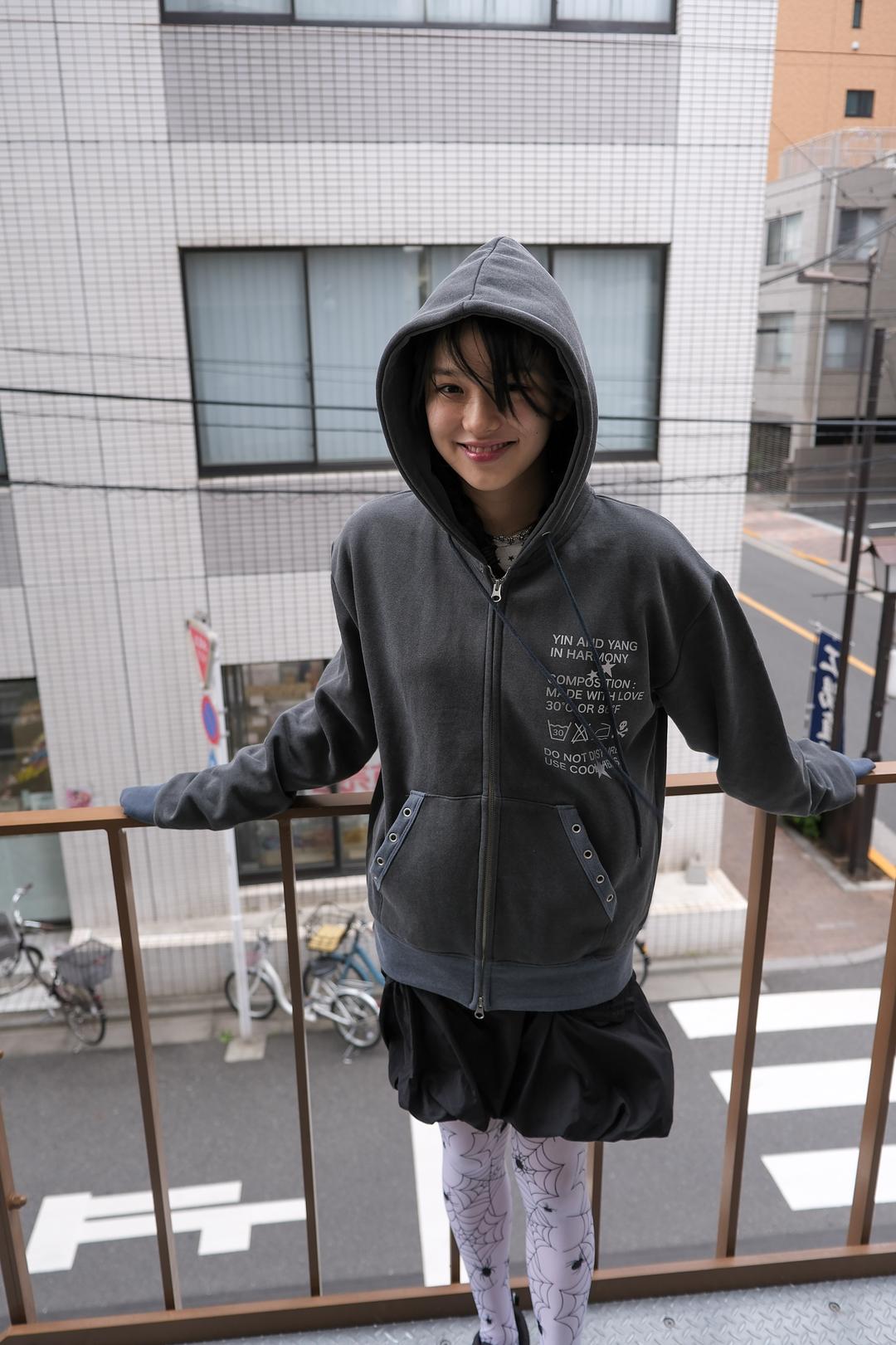 100% Zip hoodie, charcoal