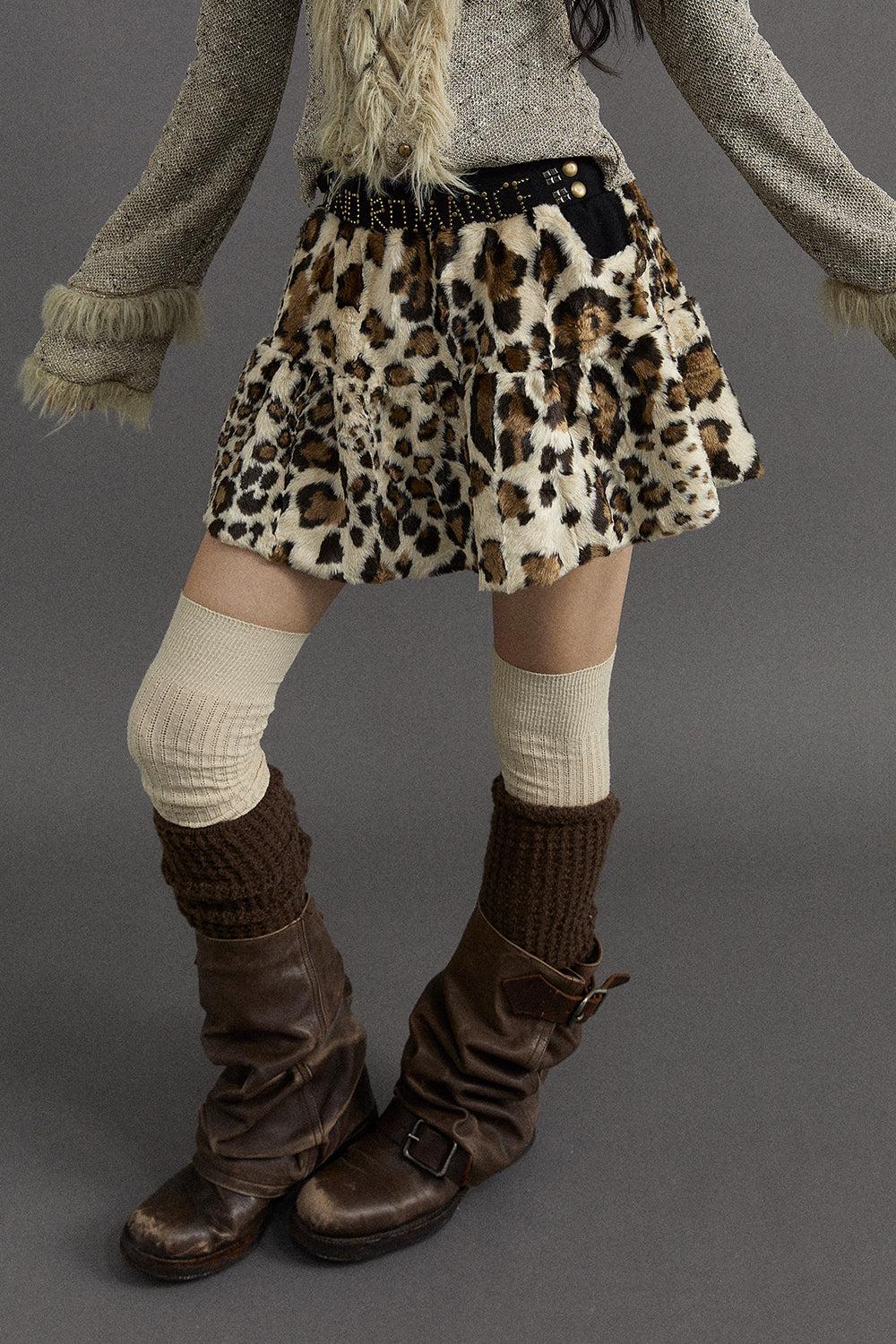 Leopard Fur Skirt - S