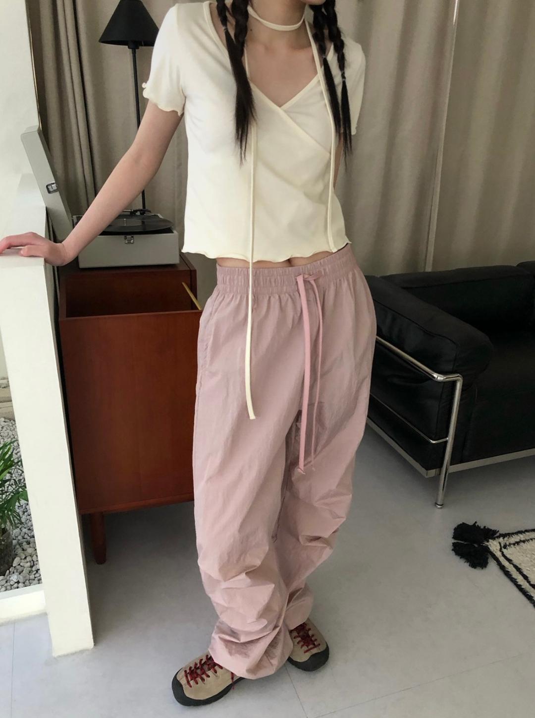 스트링 와이드 파라슈트 팬츠 2color