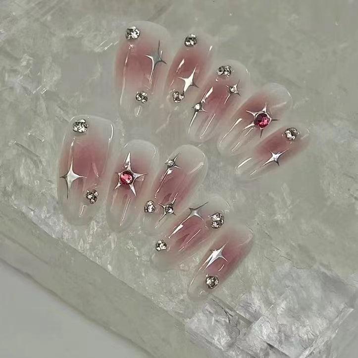 Blush purple stars pure desire wind nail patch new removable false nails - xs