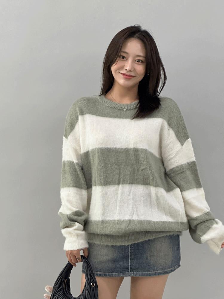 1448 모헤어 브러쉬 단가라 니트[3coror/44-88]