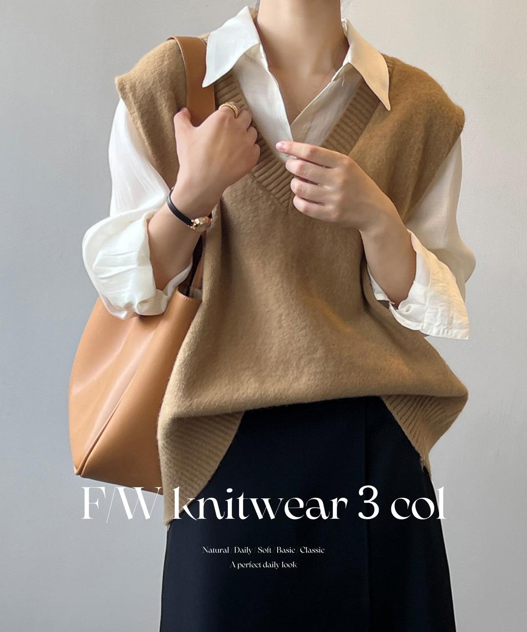 수수 🖤어텀/직잭세일🖤니트베스트/니트조끼조끼/브이넥/크롭조끼/브이니트/가을니트/세미크롭니트/하객룩/크롭/출근룩 F64 3col