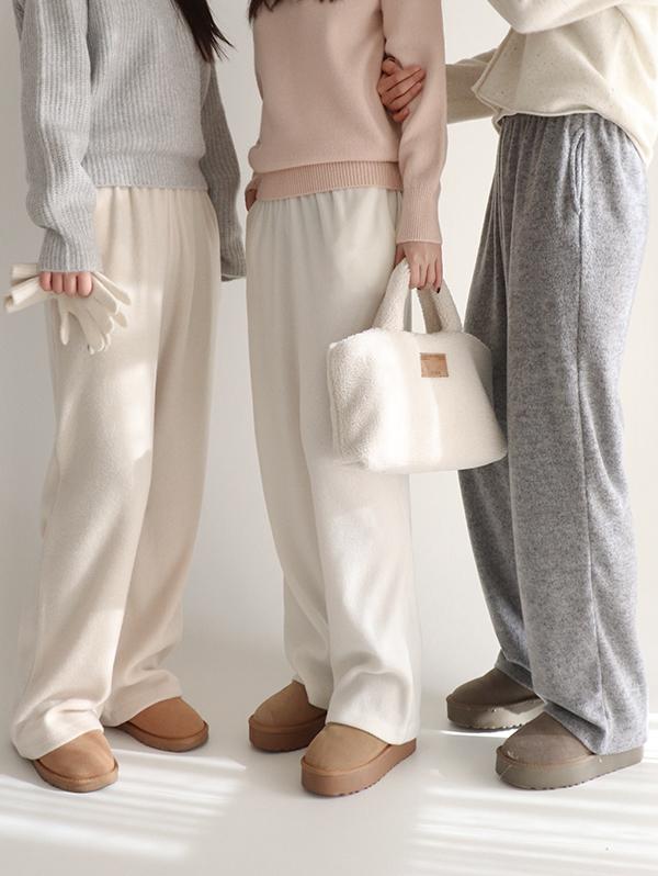 슬로우앤드 [주말까지 무료배송!] #SLOWMADE. 보송기모 여리핏 니트팬츠 (+베이직/롱ver) - 3 color