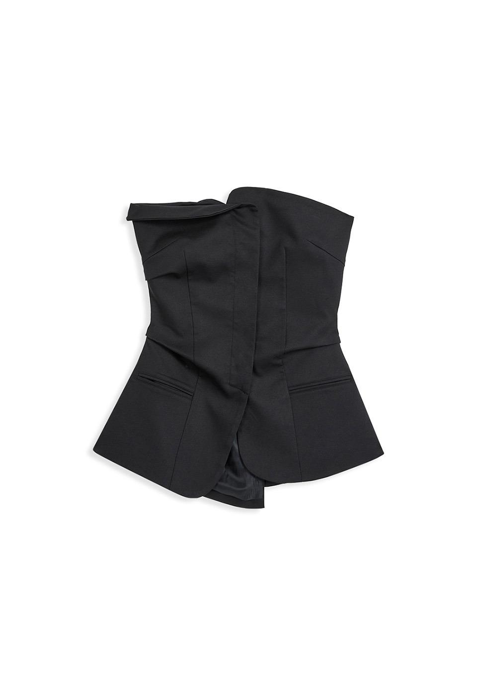 UNBALANCED BUSTIER, BLACK