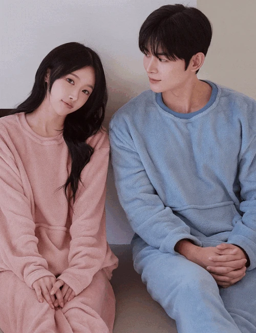 데일리 밍크 무지 수면 잠옷 상의+하의 세트